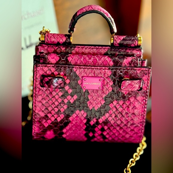 Dolce & Gabbana Pink Mini Bag with Exotic Print - Picture 1 of 4